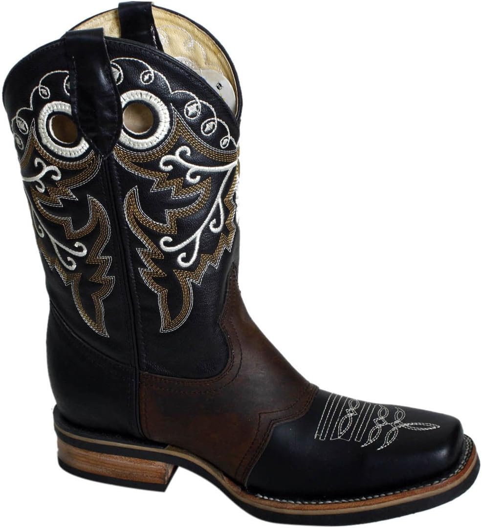 

Мужские ковбойские сапоги Western из натуральной кожи с ручной отделкой и крыльями Dona Michi Leather, черный/коричневый