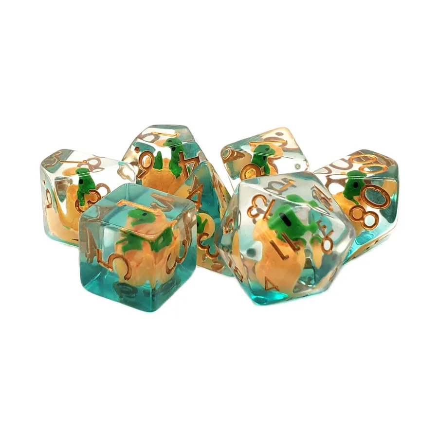 

Поликомплект Детеныш дракона с золотом (7), Acrylic-Resin Dice - Infused