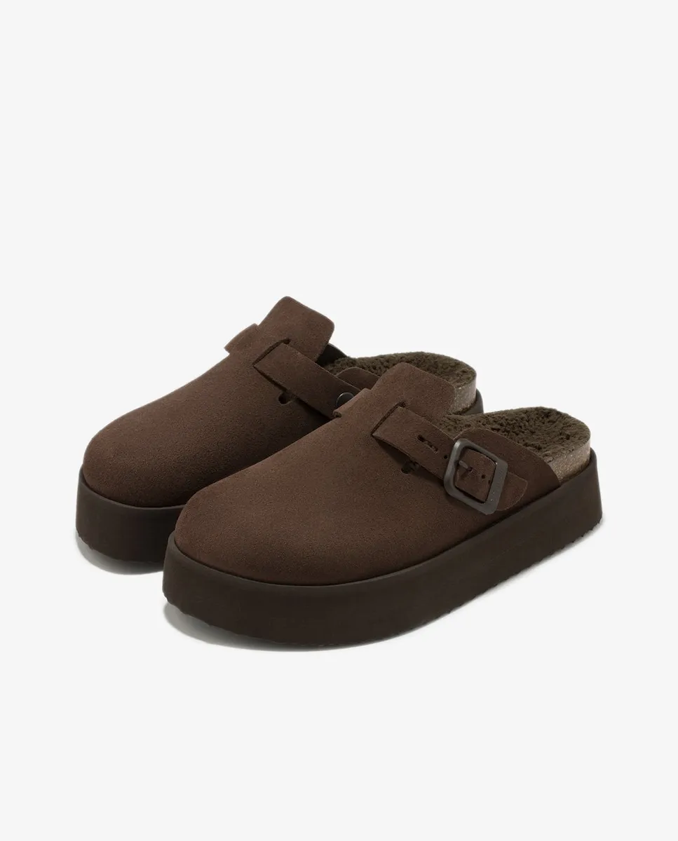 Женские сабо на платформе с внешней отделкой из замши и кожи Vibe clog D.Franklin, темно-коричневый — фото 2