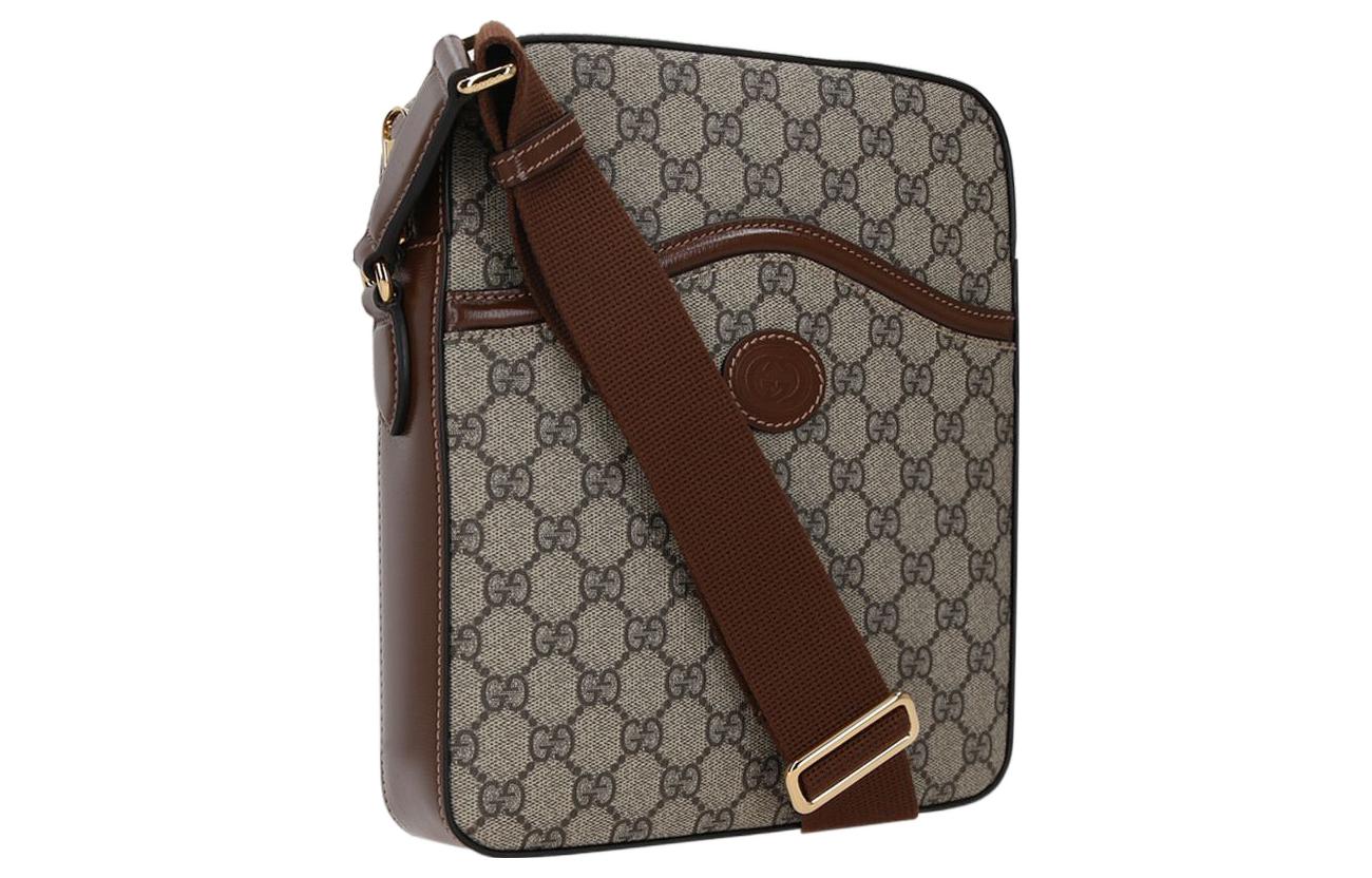 Покрытый тканью кожаный мессенджер, кроссбоди, плечевая сумка мужская GUCCI — фото 2