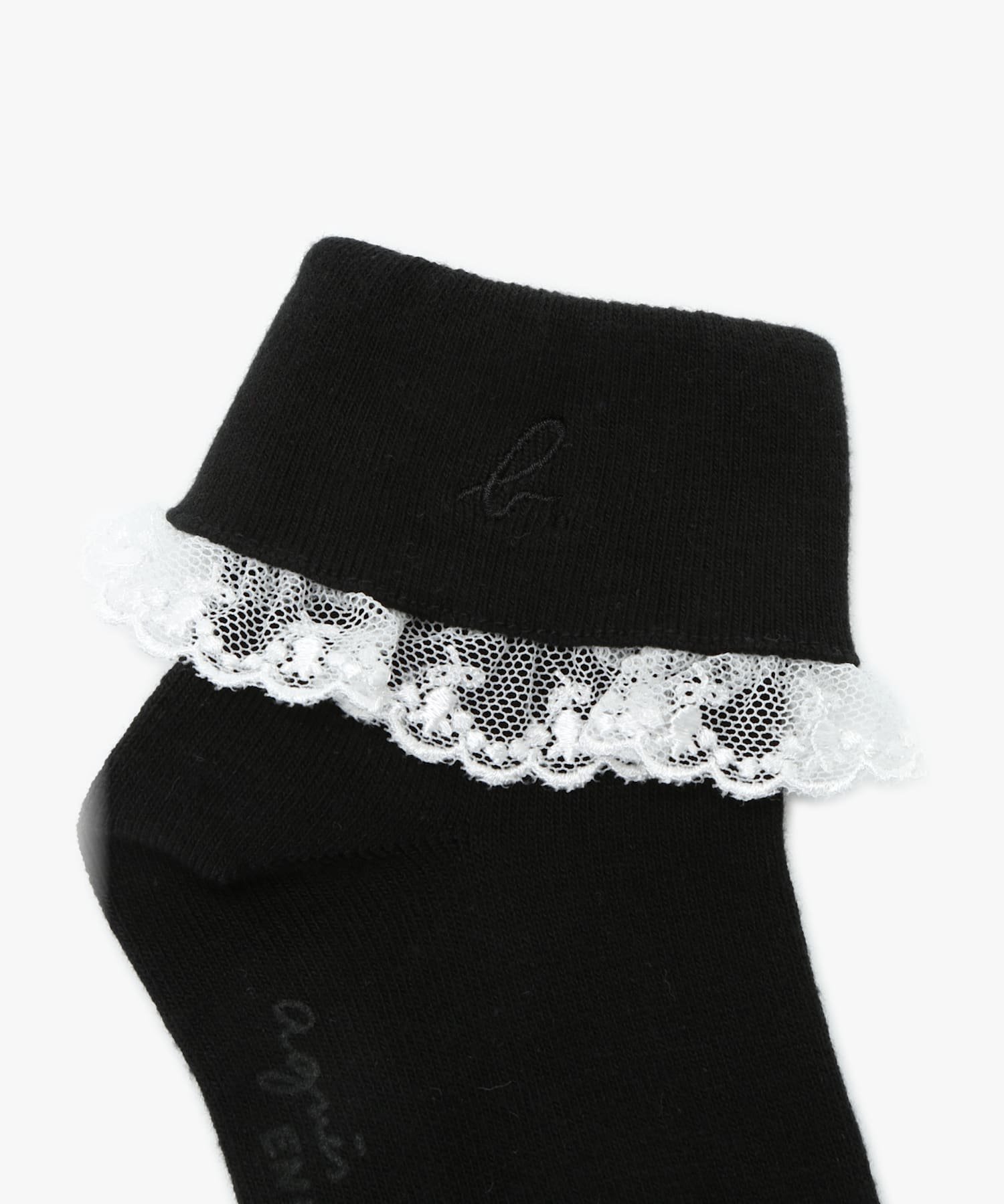 Детские носки с вышитым логотипом "b". и оборками на шнуровке Agnes b. ENFANT, Black — фото 4