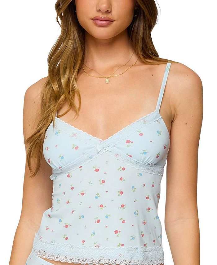 

Топ Aurea Lacey Floral с цветочным принтом Edikted, синий