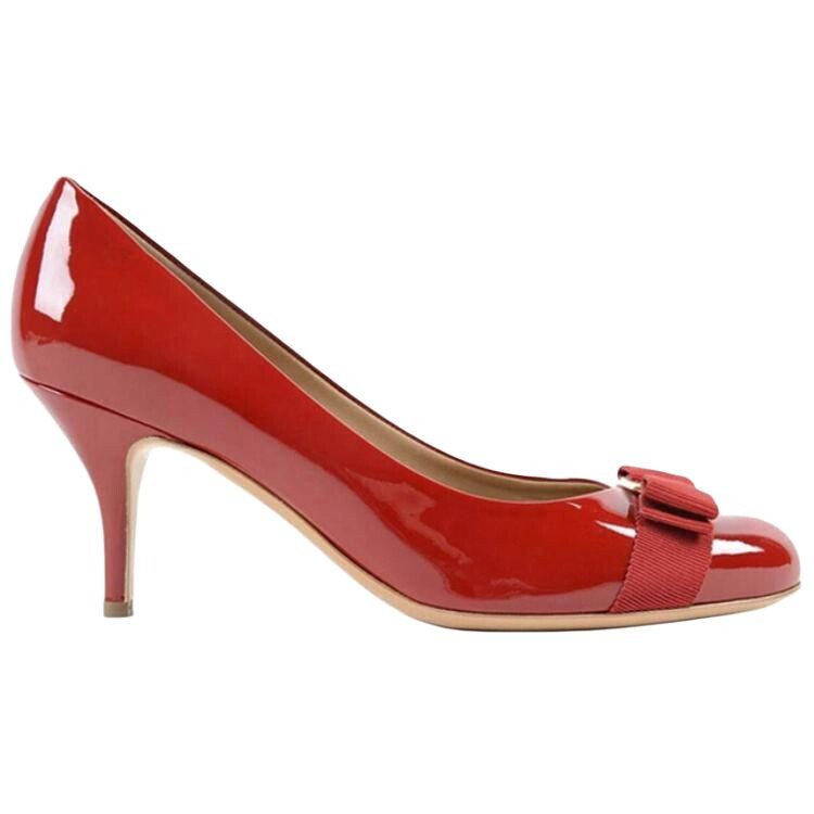 Туфли женские Ferragamo на высоком каблуке, красный — фото 2
