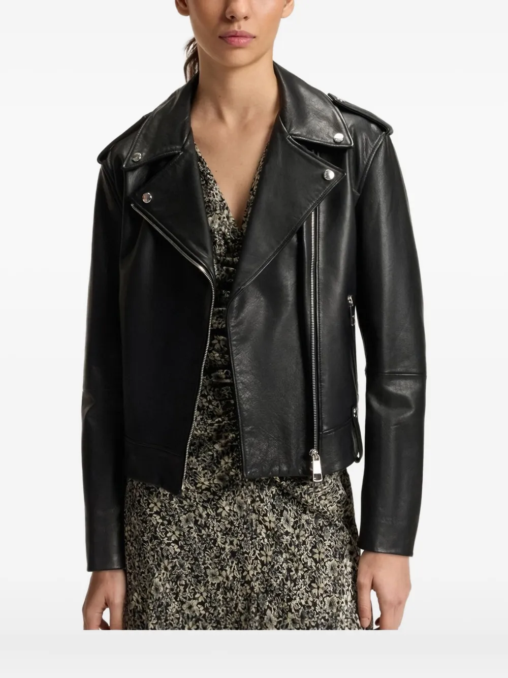 

Кожаная байкерская куртка Boss, черный