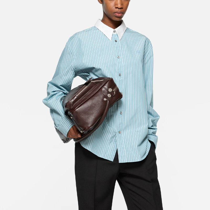 Acne Studios Рубашки унисекс, бирюзовые, с голубым лацканом, средней толщины — фото 3