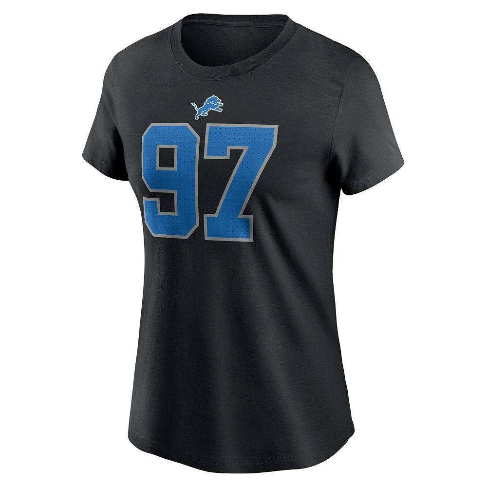 Женская футболка Nike Aidan Hutchinson Black Detroit Lions с именем и номером игрока, цвет Lns Black — фото 3