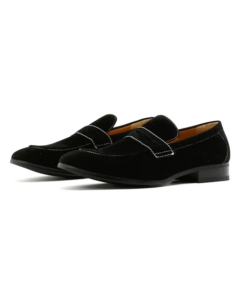 Мужские лоферы из синтетической замши AAA Coin Loafers 2313 черные