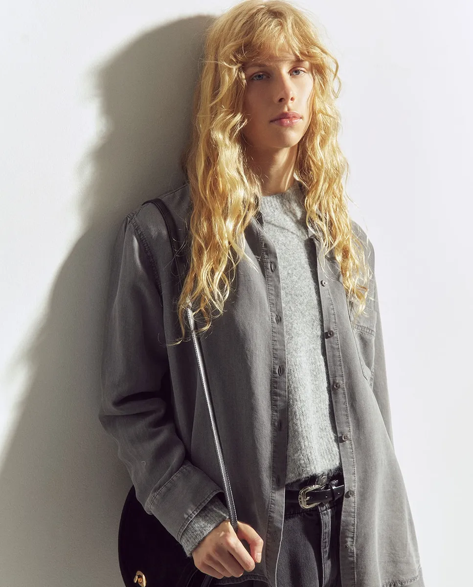 

Блузка из тенсела с эффектом стирки Sfera, серый