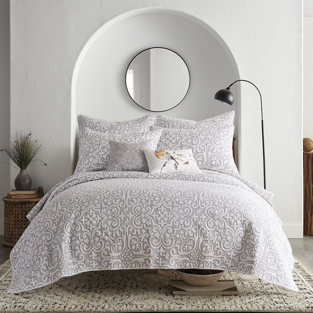 

Levtex Home Sherbourne Черное стеганое одеяло, белый