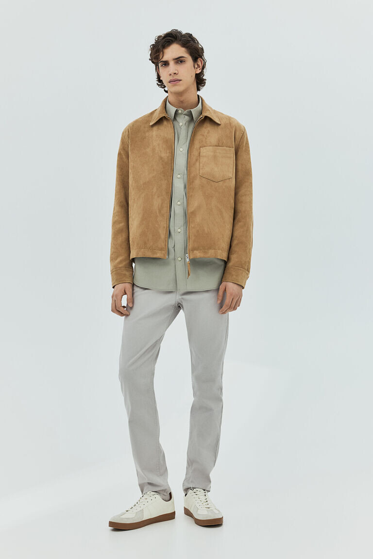 

Брюки slim fit из хлопкового твила H&M, серый