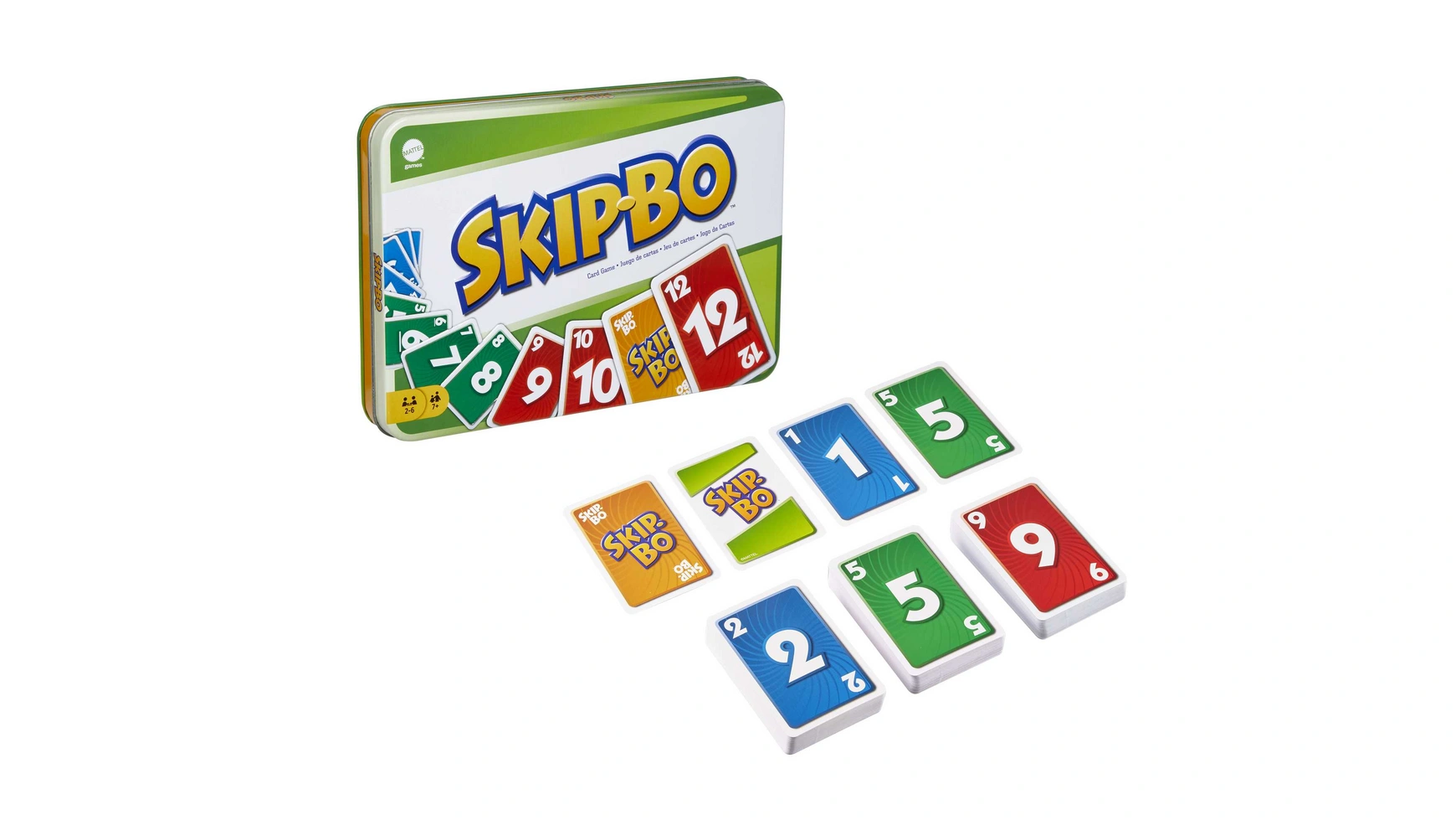 

Металлическая коробка Mattel Games SKIP-BO Deluxe, карточная игра, семейная игра, детская игра