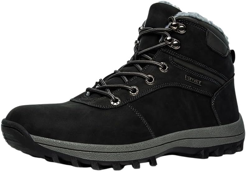 

Утепленные туристические ботинки - водонепроницаемые, дышащие, противоскользящие, теплые и прочные мужские ботинки - идеальны для работы на улице, снега и льда Fmshi, черный