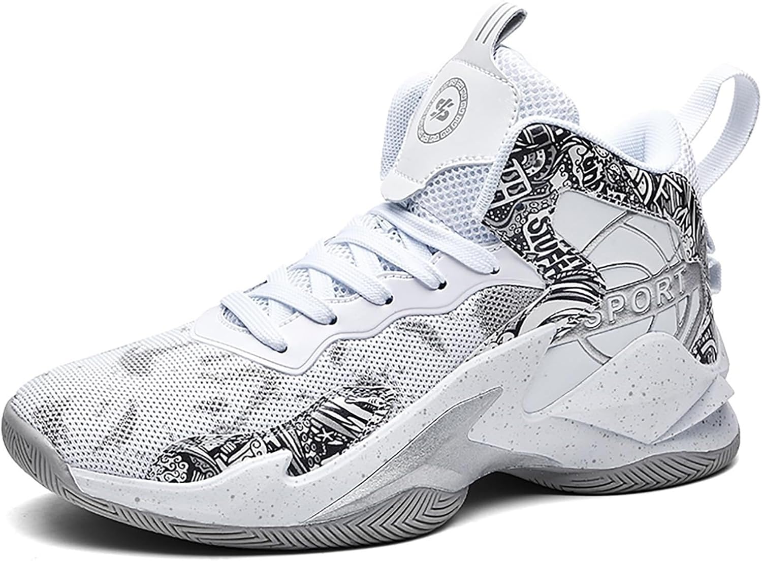 

Женские баскетбольные кроссовки на шнуровке, дышащие, противоскользящие, для улицы, модные кроссовки с поддержкой свода стопы, для прогулок, спортивные кроссовки для тренировок и тенниса Generic, серый