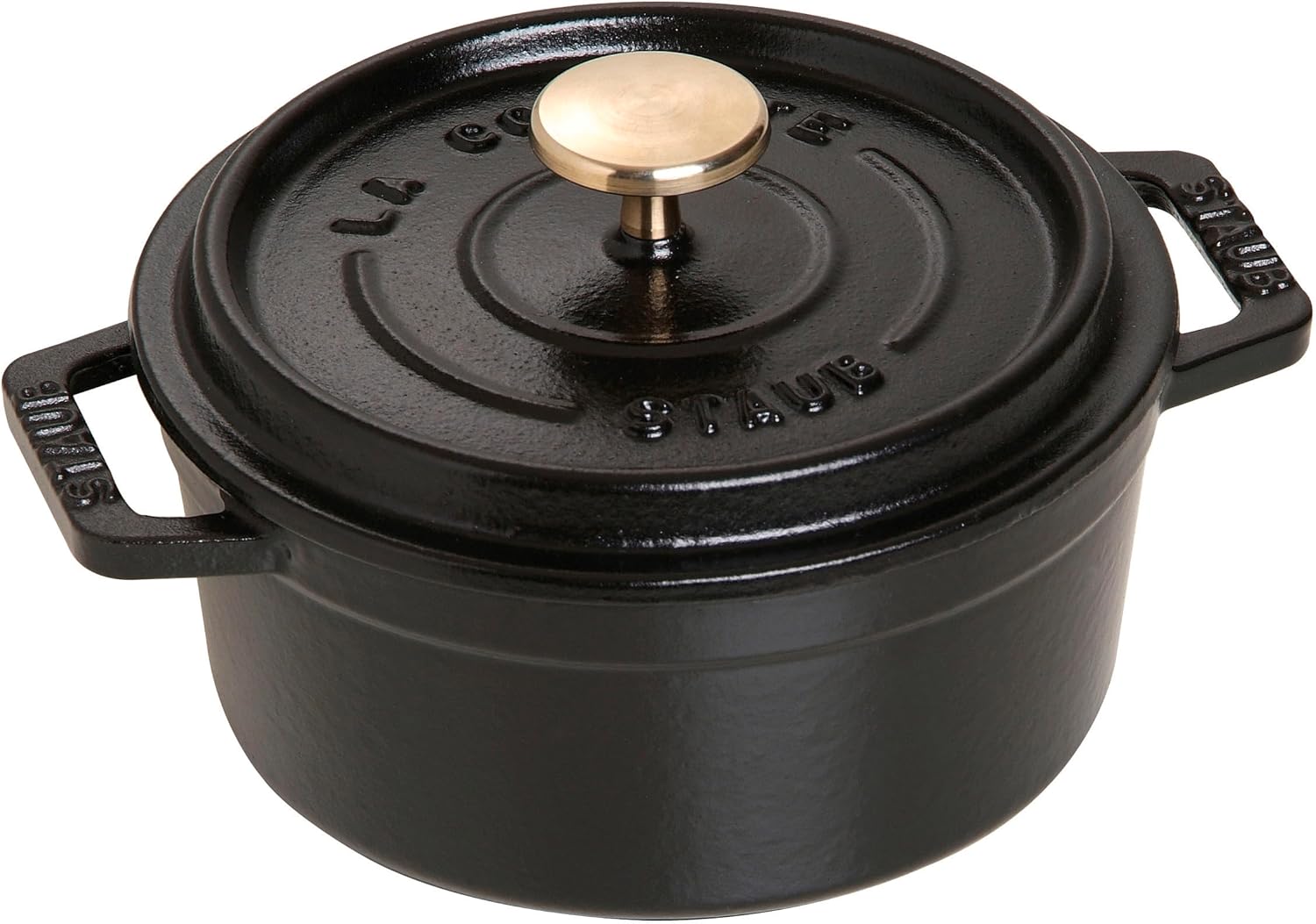 

Staub La Cocotte Round 40509-471 Pico Cocotte Round Black 40509-471 Маленькая двуручная чугунная кастрюля, совместимая с индукционной индукцией, Black