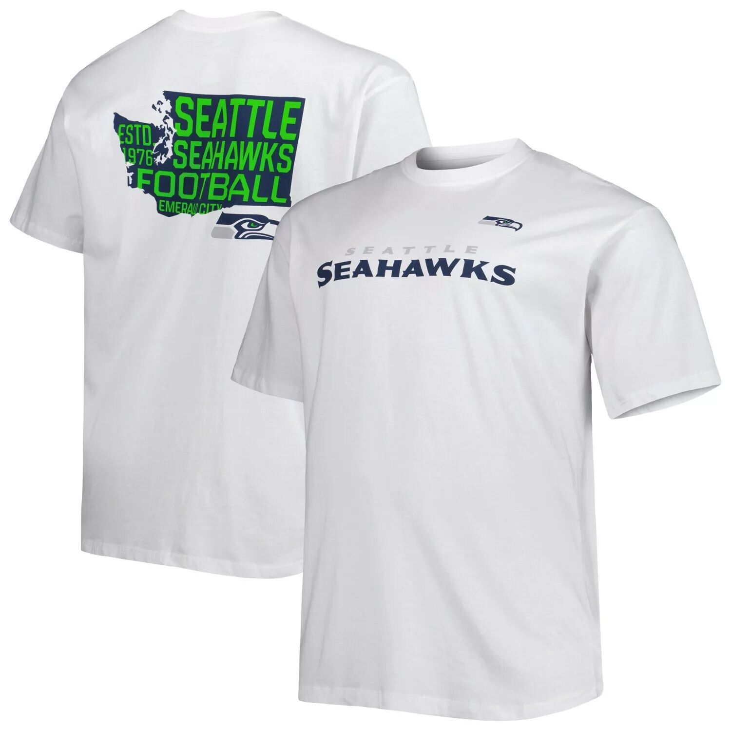 

Мужская белая футболка с логотипом Seattle Seahawks Big & Tall Hometown Collection Hot Shot Fanatics, Белый, Мужская белая футболка с логотипом Seattle Seahawks Big & Tall Hometown Collection Hot Shot Fanatics
