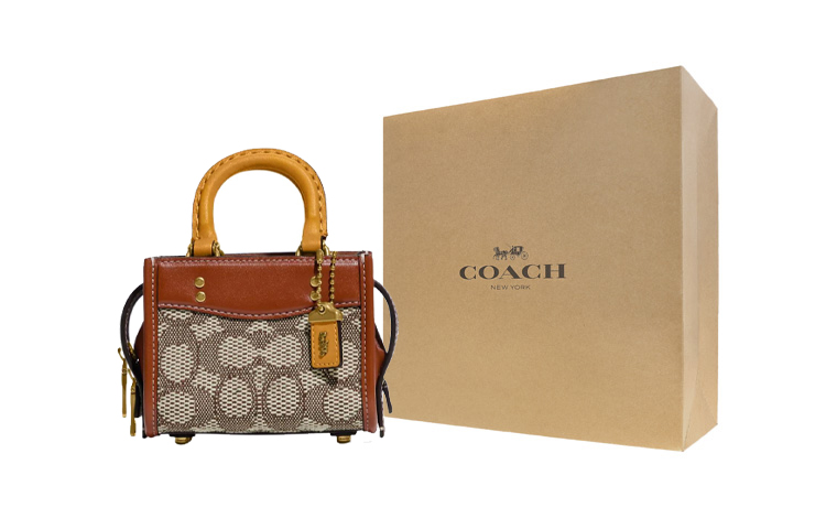 

COACH Кроссбоди из жаккардовой ткани с кожаной отделкой миниатюрный женский коричневый