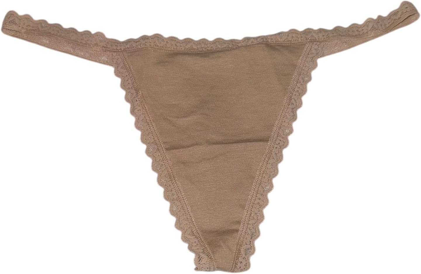 

Victoria's Secret кружевные хлопковые трусики-стринги V-образной формы цвет Tan/Beige