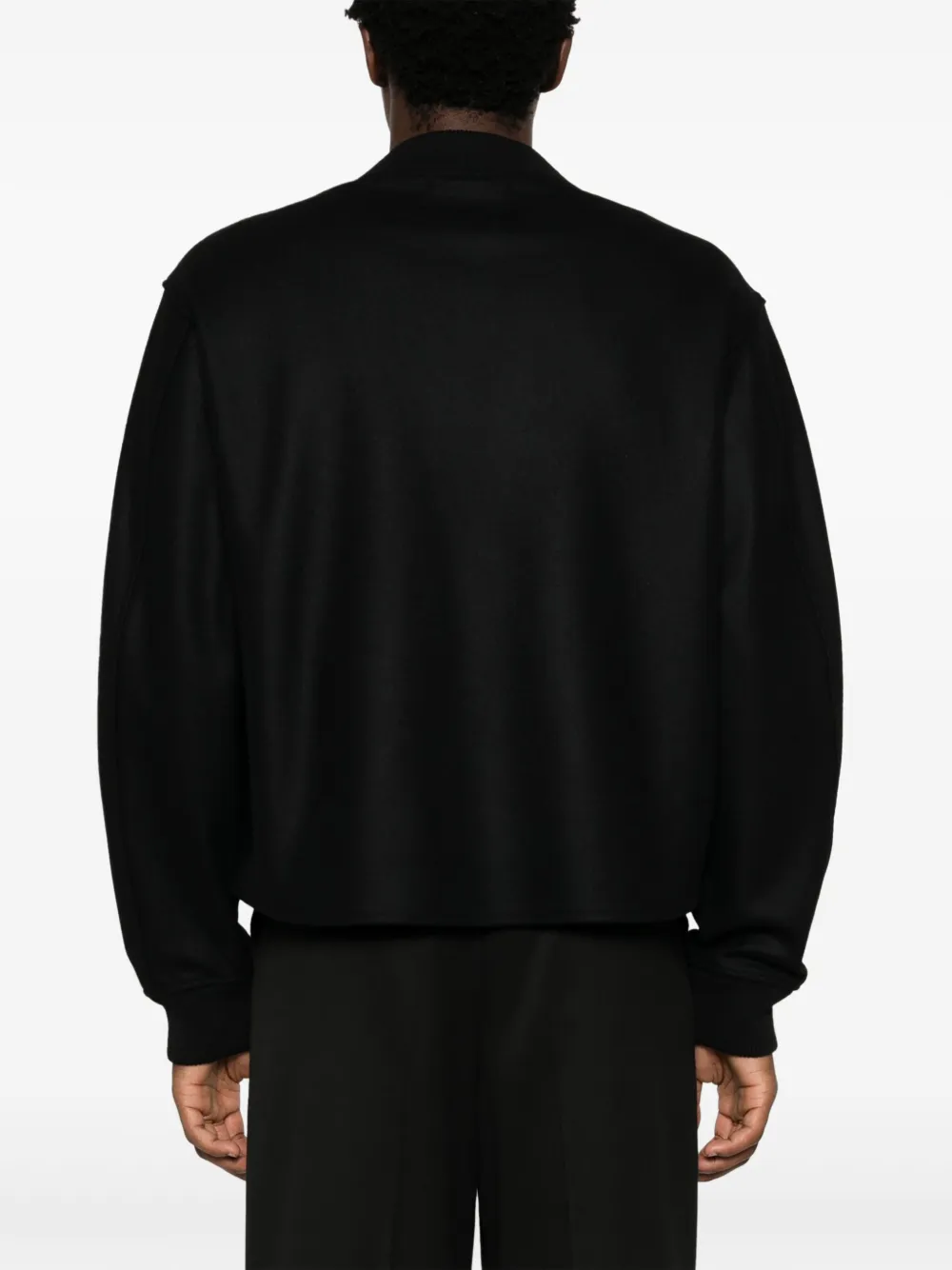 Шерстяной бомбер с воротником-стойкой JIL SANDER, черный — фото 4
