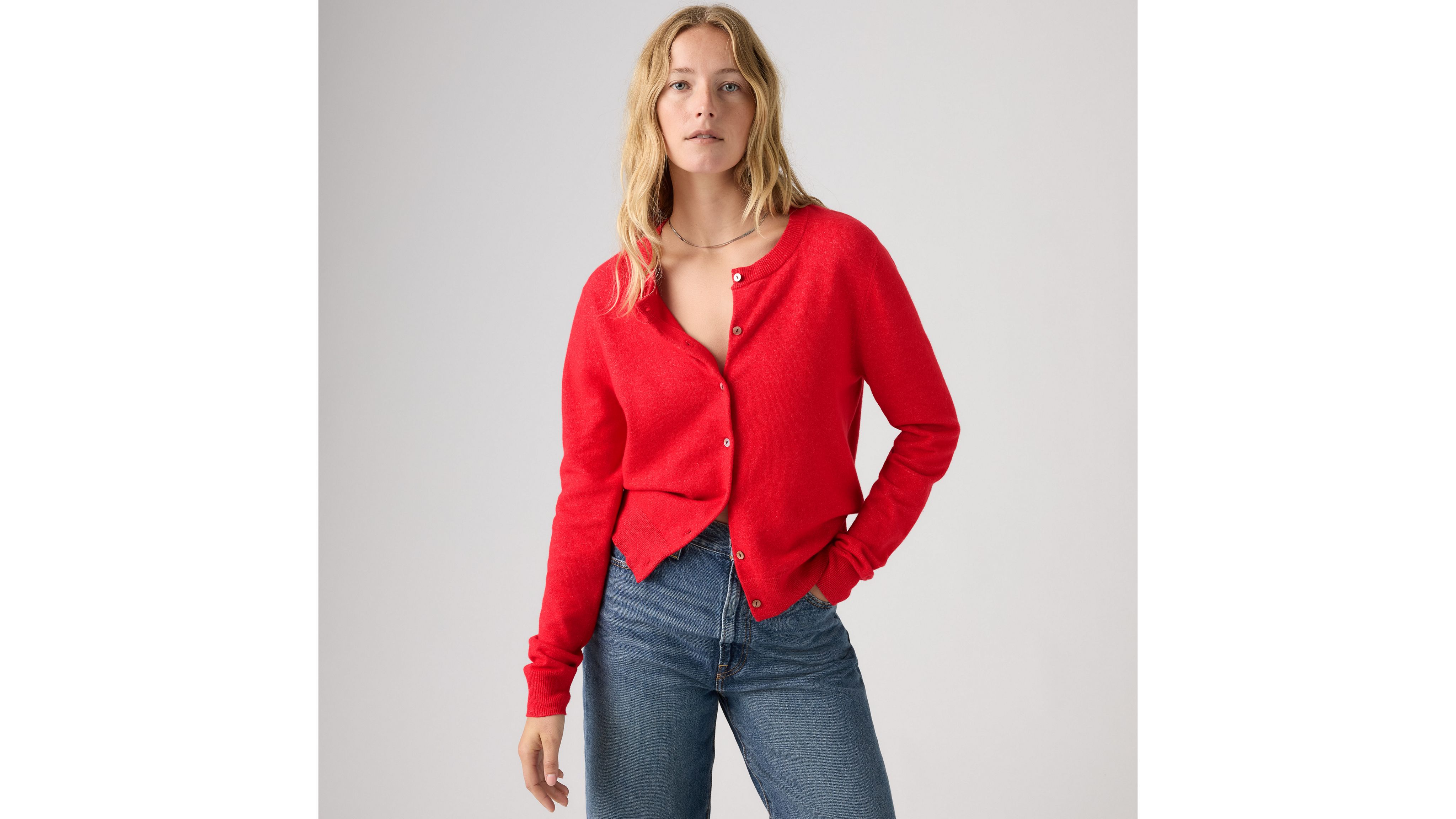 

Супермягкий кардиган с круглым вырезом Levi's, True Red - Red