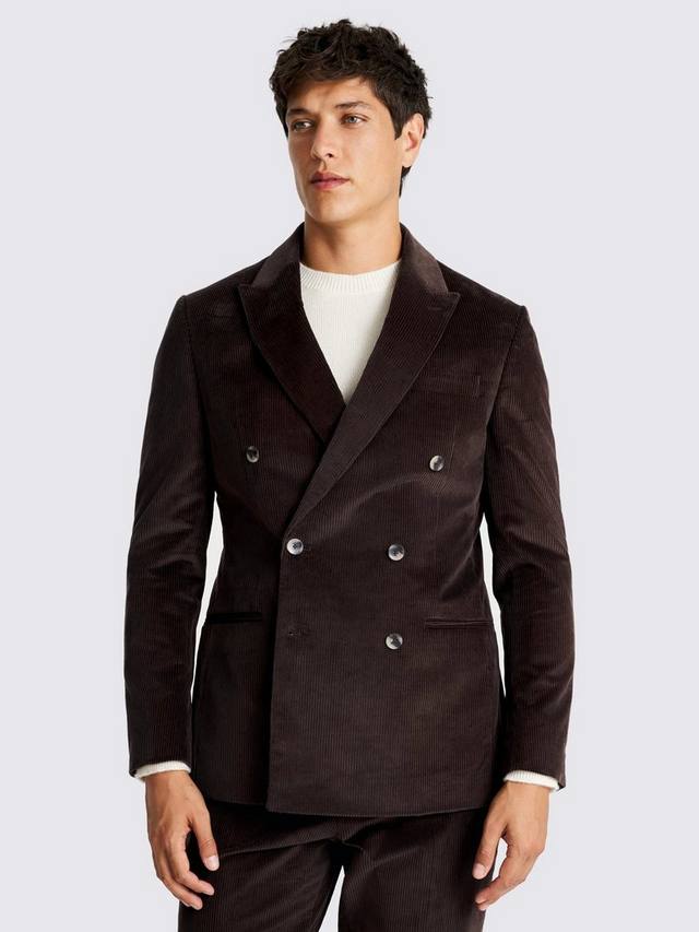 

Двубортный приталенный пиджак из хлопкового вельвета Moss, Brown