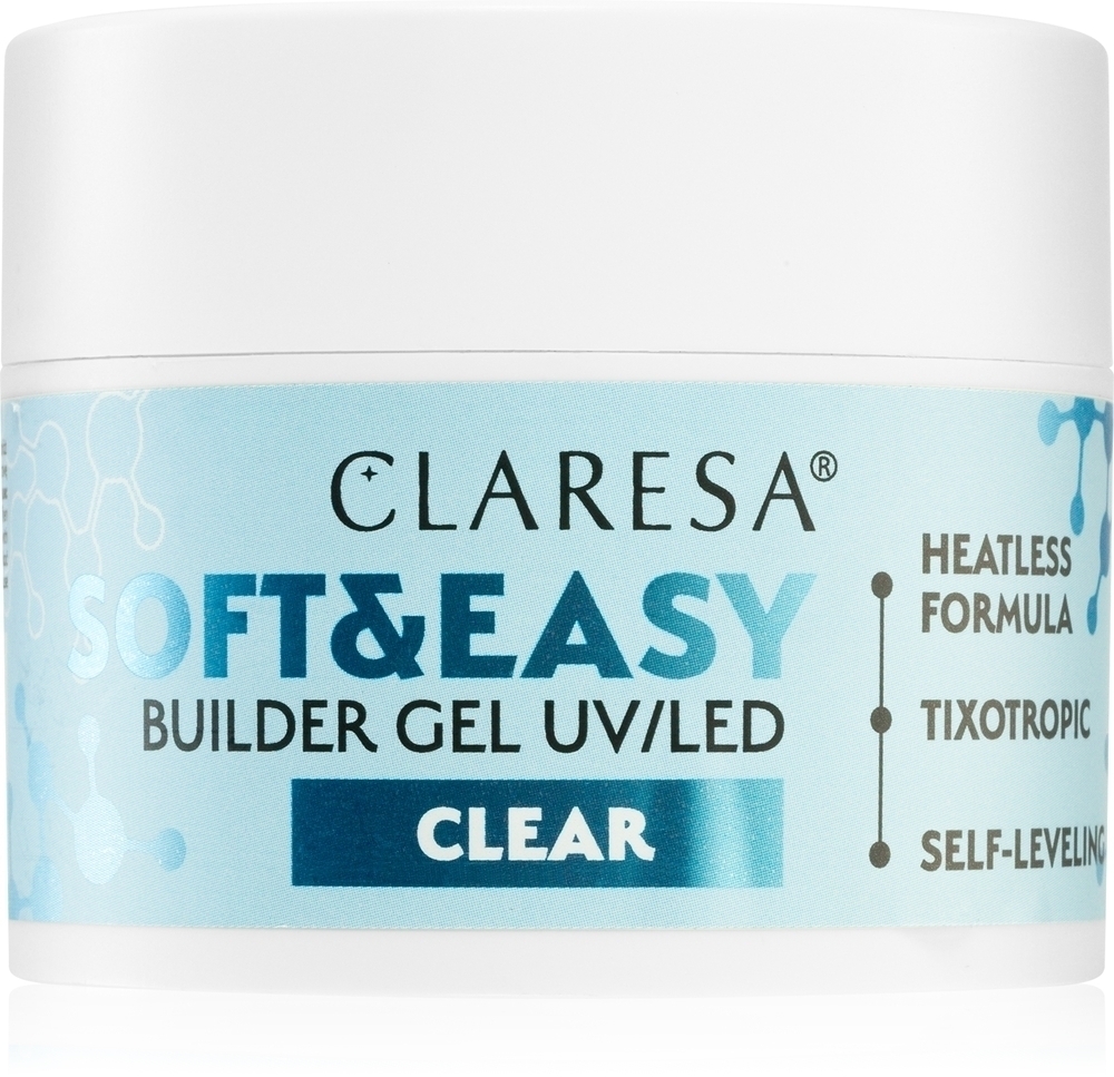 

Строительный гель Soft&Easy, основа для лака для ногтей Claresa, atspalvis clear 45 гр
