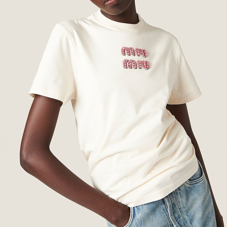 Футболка Miu Miu Jersey, бежевый