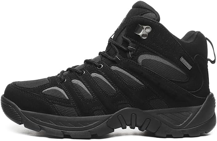 

Мужские трекинговые ботинки высокие, легкие, водонепроницаемые для походов, бега по тропам, походов с рюкзаком и ежедневной носки, противоскользящие, прочные и удобные ботинки для ходьбы Qacksv, черный