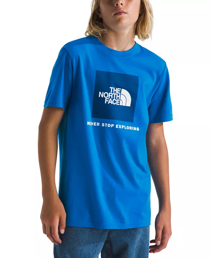 

Футболка с принтом "Big Boys Never Stop Exploring", хлопковая, с коротким рукавом The North Face, синий