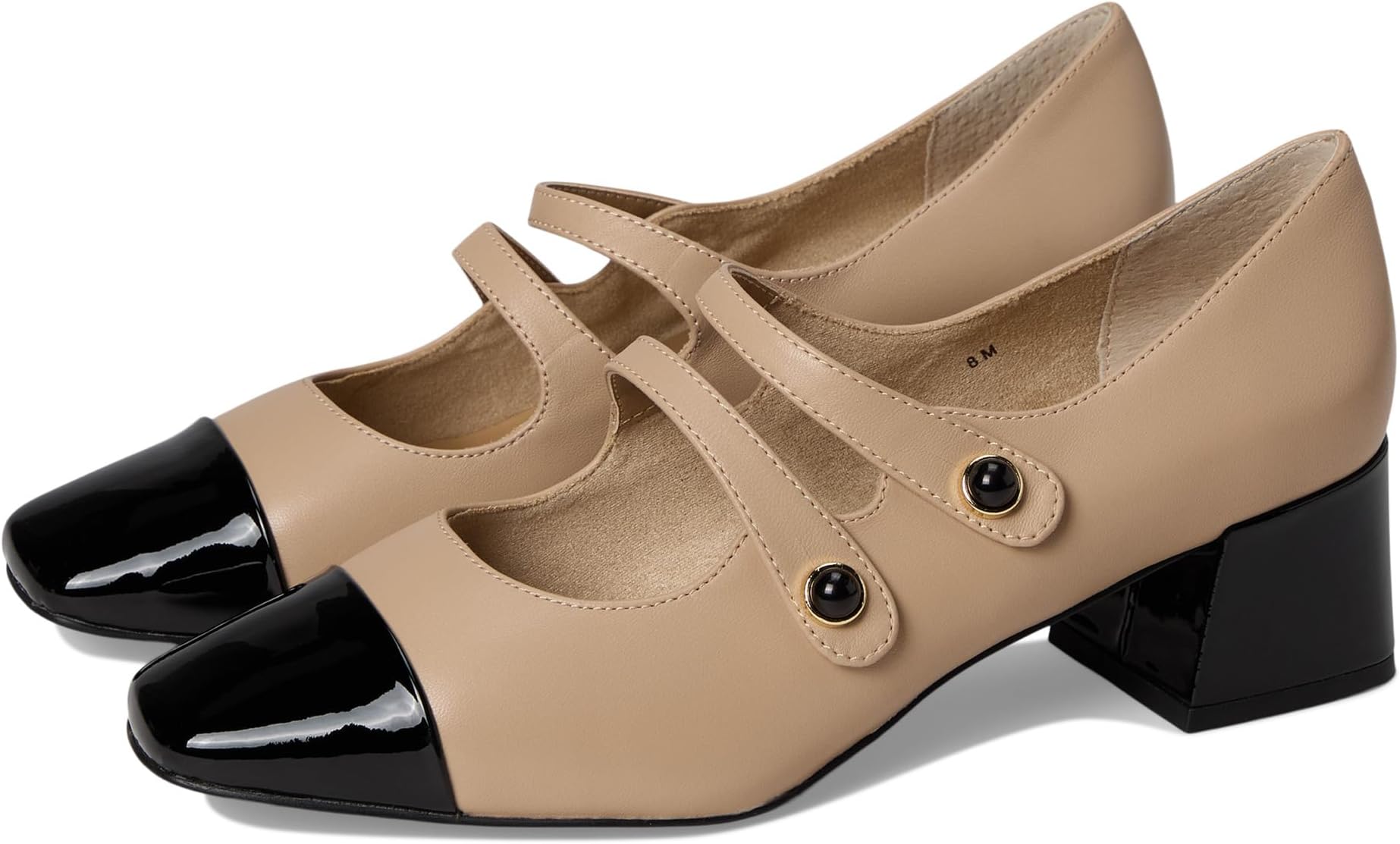 Туфли Vaneli Darin, цвет Ecru Nappa/Black Patent