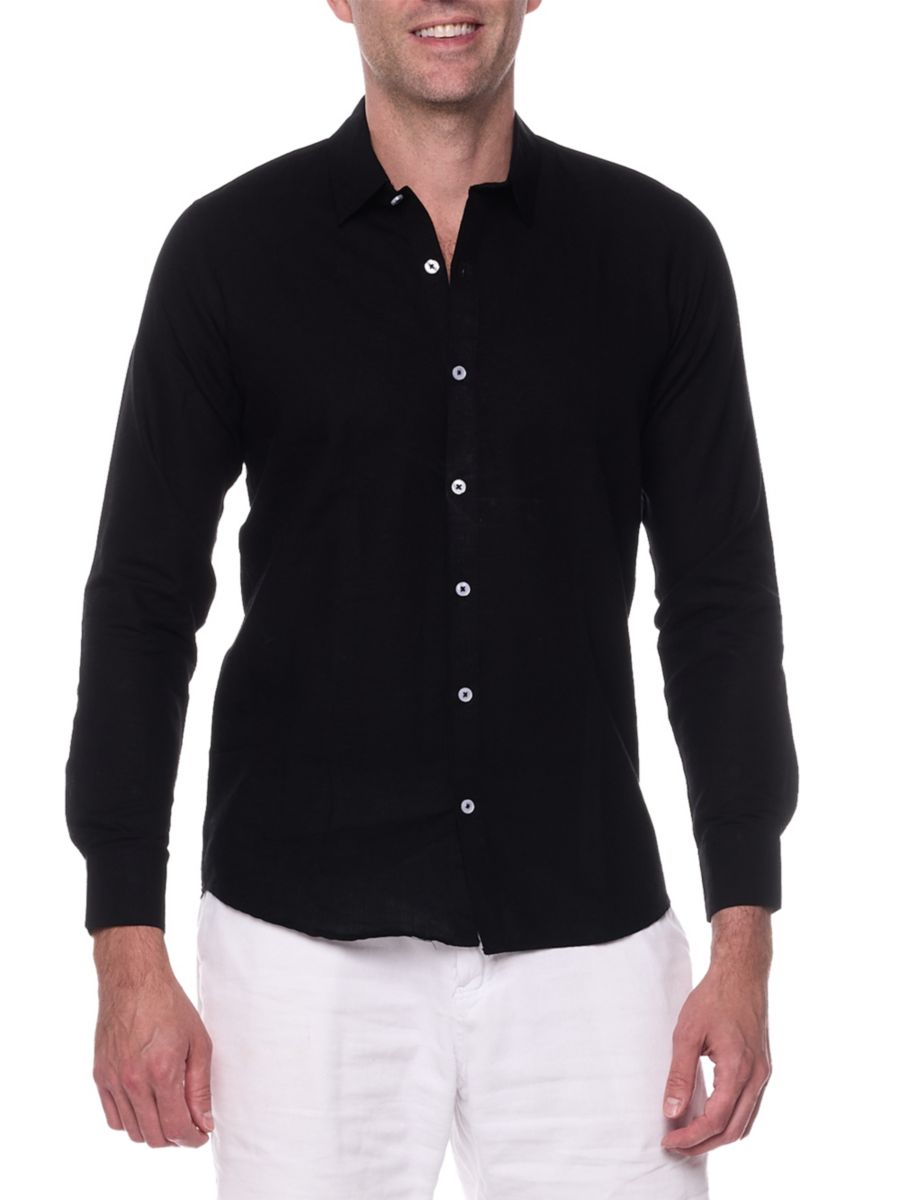 

Рубашка Slim Fit из льняной смеси Ranee's, черный