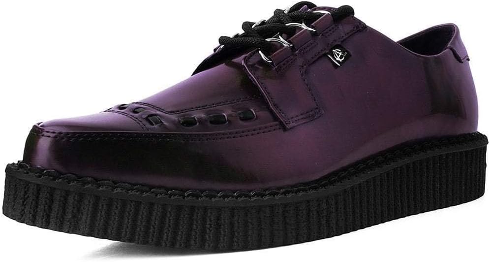 

Женские и мужские кроссовки T.U.K Anarchic Creeper, Заостренный носок, шнуровка с D-образной пряжкой, Обувь на низкой платформе, Стелька с поролоновым наполнением и подкладка из твила, бордовый
