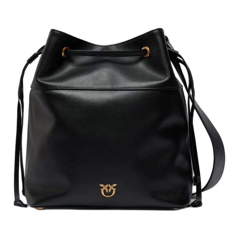 

PINKO Сумка-ведро Love Birds Series из коровьей кожи, средняя женская сумка через плечо black