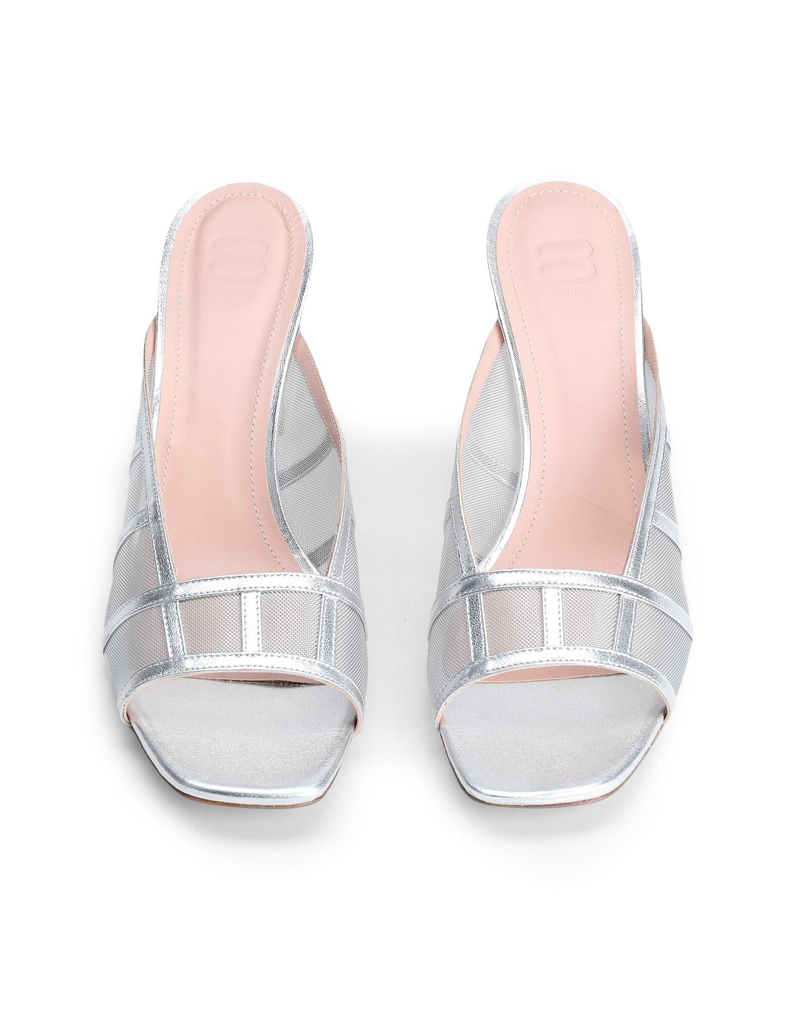 Сандалии Laminated Leather & Mesh Square Toe Sandal 8 By Yoox, серебряный — фото 3