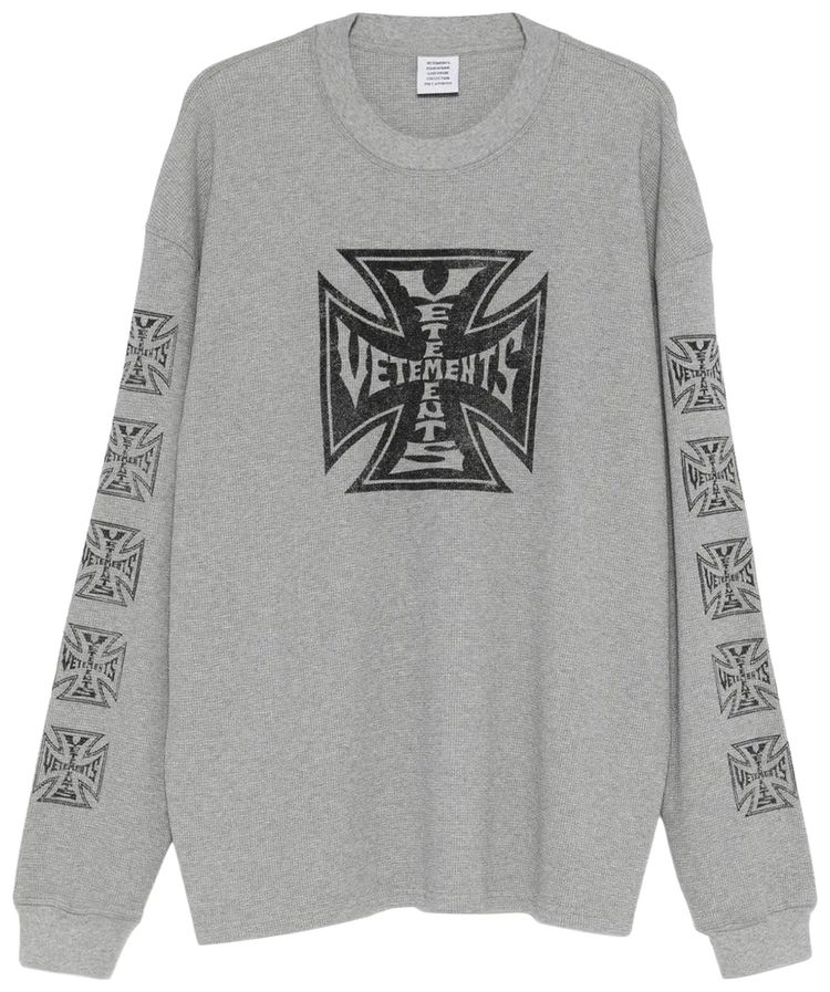 

Футболка с длинным рукавом Vetements Biker Cross Waffle, серый