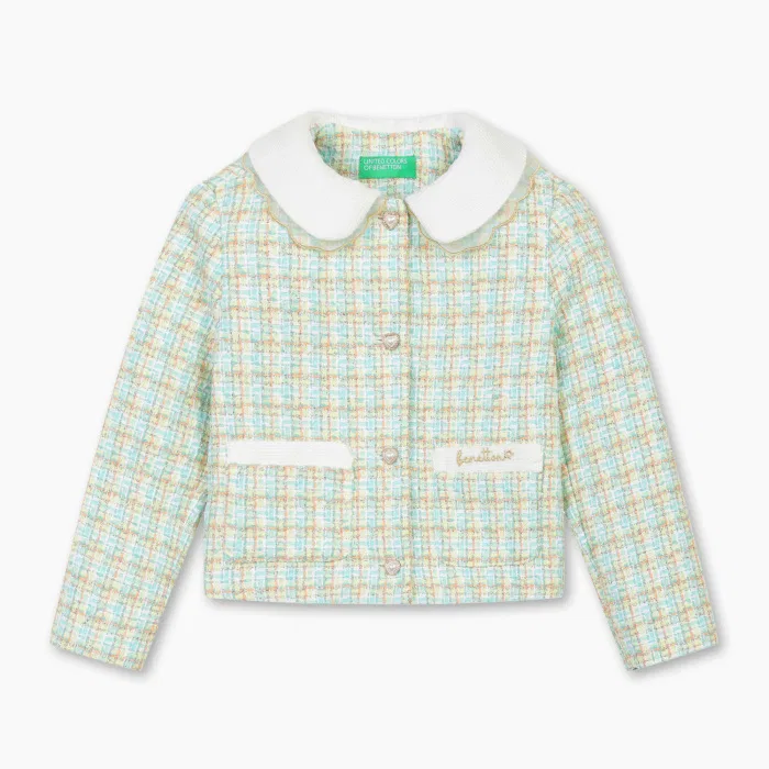 Детский твидовый жакет Romantic, мятный, от Benetton Kids