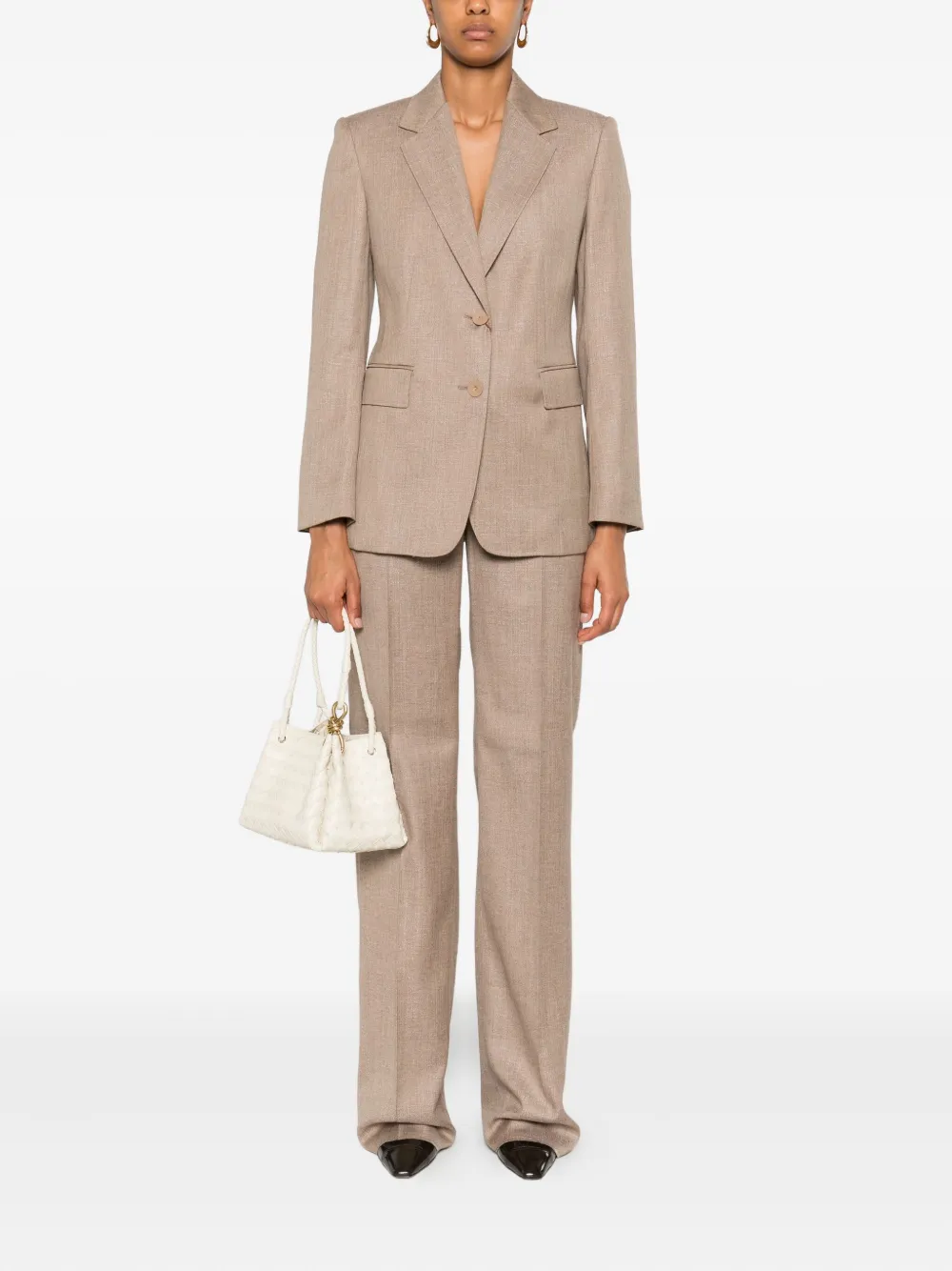 Костюм с однобортным пиджаком Max Mara, коричневый — фото 2