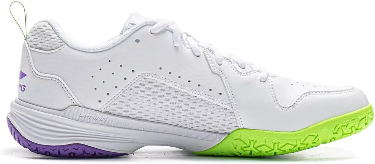 Кроссовки для бадминтона LI-NING Almighty V 2.0 универсальные, противоскользящие, легкие, с пружинящей подошвой, профессиональные тренировочные спортивные кроссовки AYTU001, белый/фиолетовый — фото 3