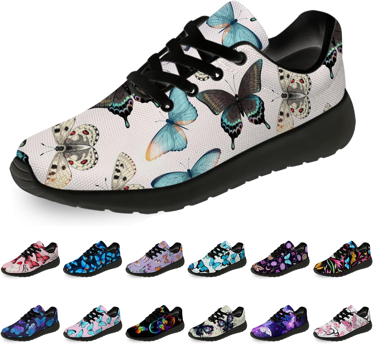 

Кроссовки с бабочками для женщин и мужчин, легкие для бега, прогулок и тенниса, женские и мужские кеды, обувь с бабочками, подарки Horethy, светло-голубой