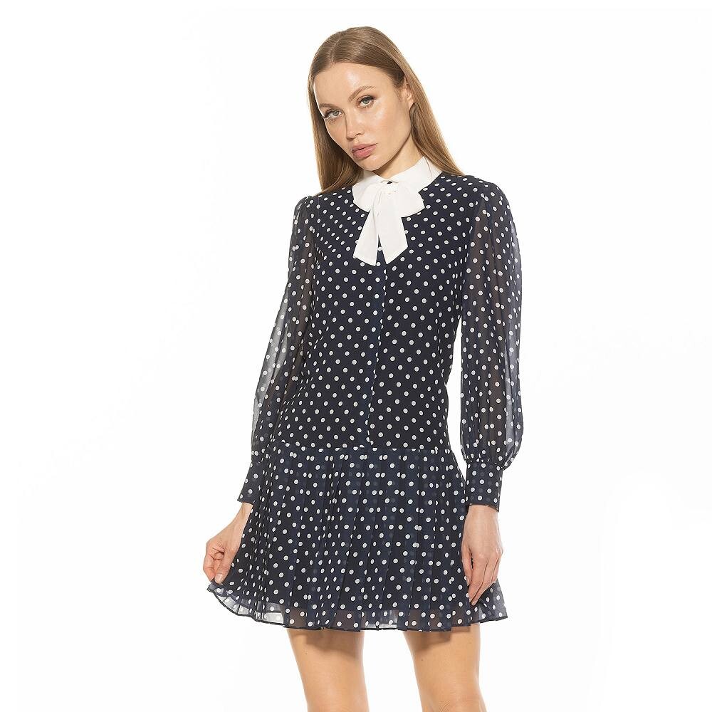 

Женское платье прямого кроя с воротником-бабочкой ALEXIA ADMOR Glennis, цвет Navy Polka Dot