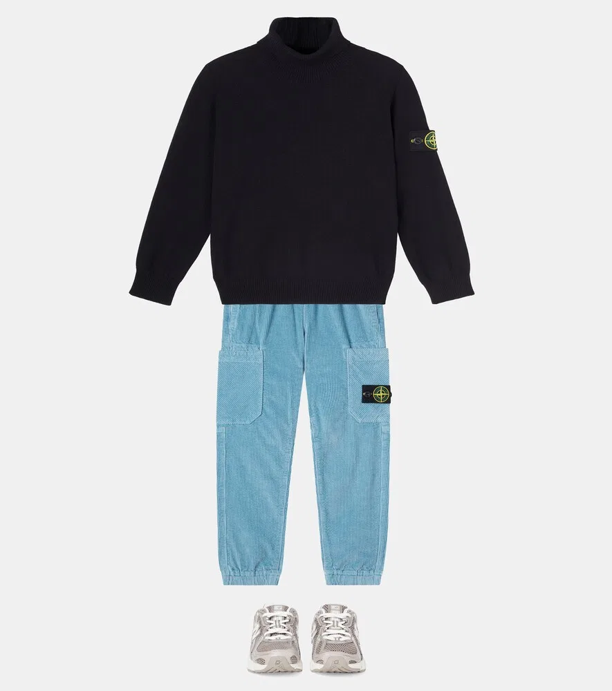 Свитер-водолазка из натуральной шерсти Compass Stone Island Junior, черный — фото 2