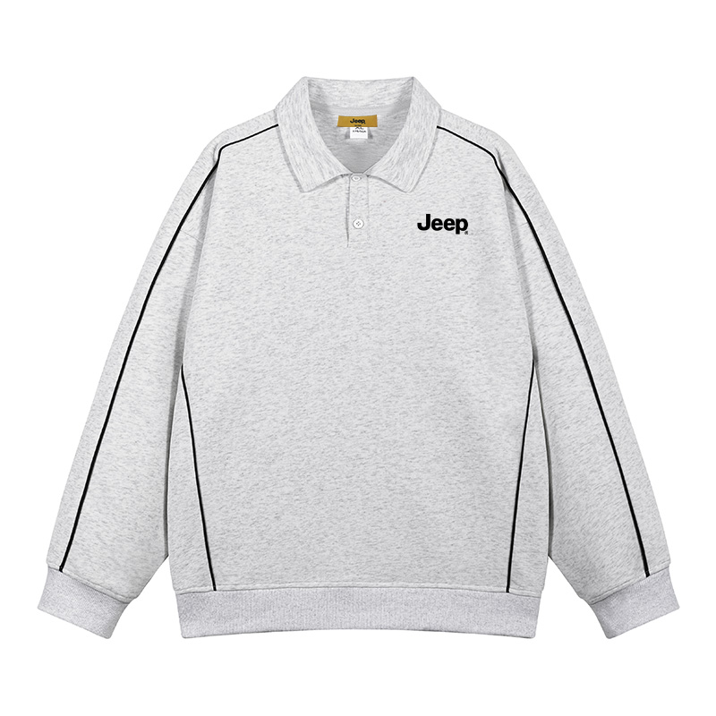 

Футболка-поло Unisex с воротником, тонкая, прямого кроя Jeep, светло-heather серый long-sleeved shirt
