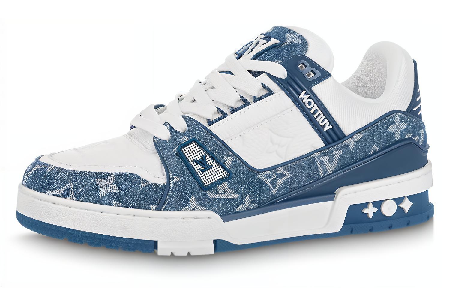 Кроссовки Lv Trainer 'Белая с синей сеткой и монограммой' Женские LOUIS VUITTON, Бело-синие