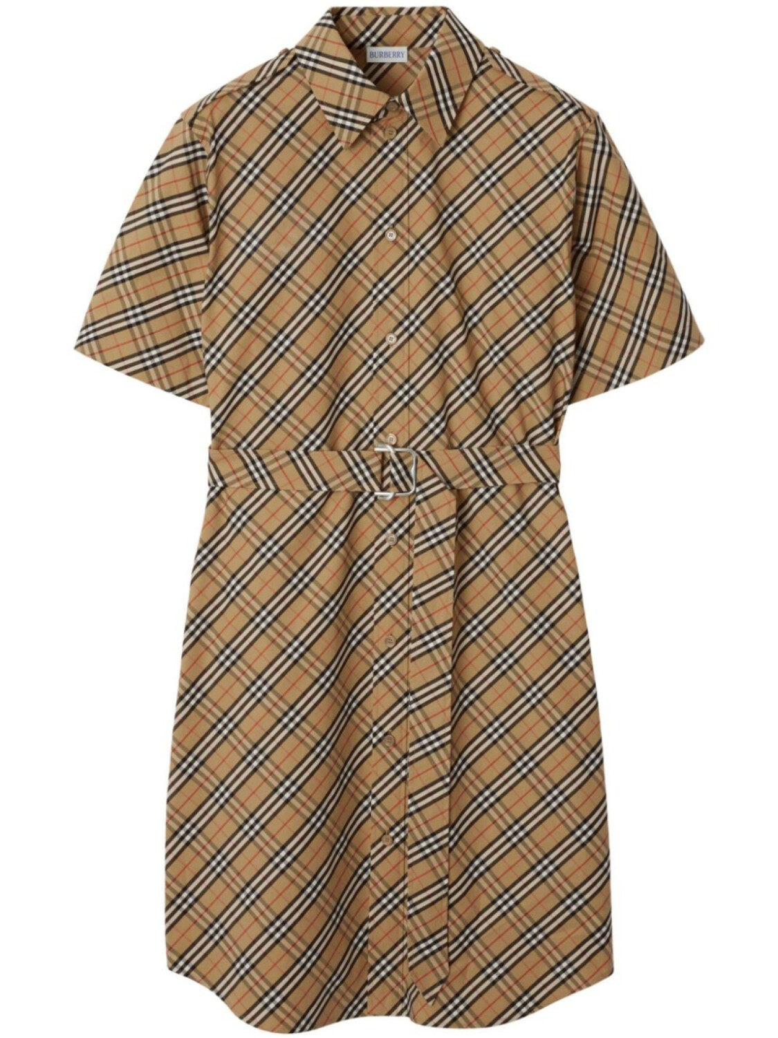 

Платье из хлопка в клетку Burberry, нейтральный цвет