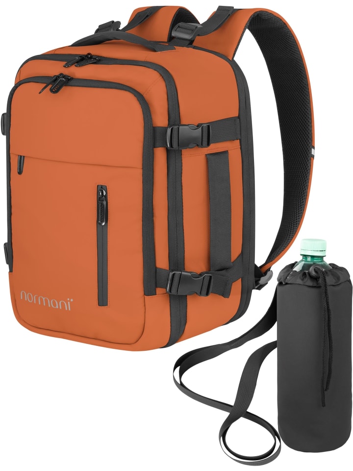 

Normani Расширяемый рюкзак для ручной клади с карманом для бутылки, оранжевого цвета