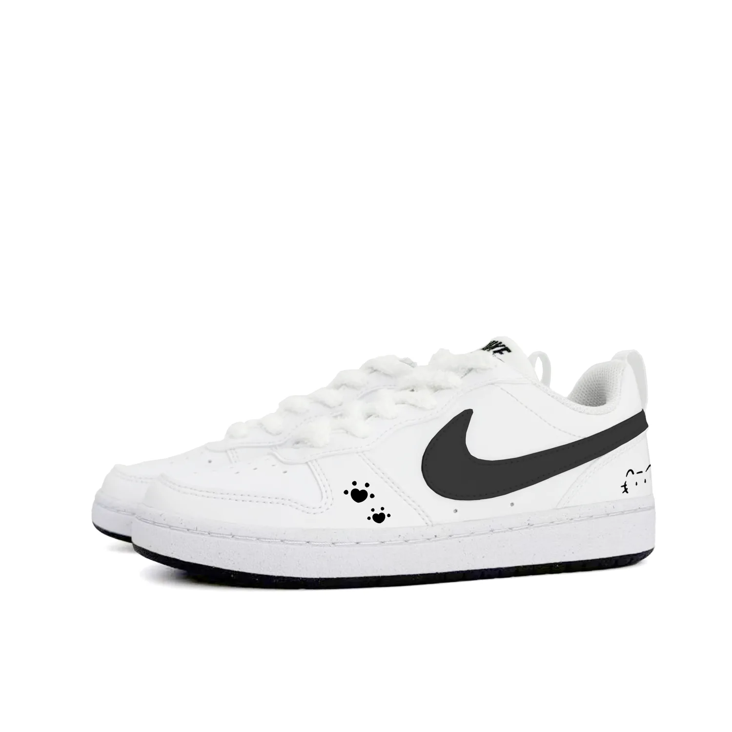 Nike Court Borough Kitten Abrasion Resistant Kids' Skateboarding Shoes Black White Teenagers — фото 4