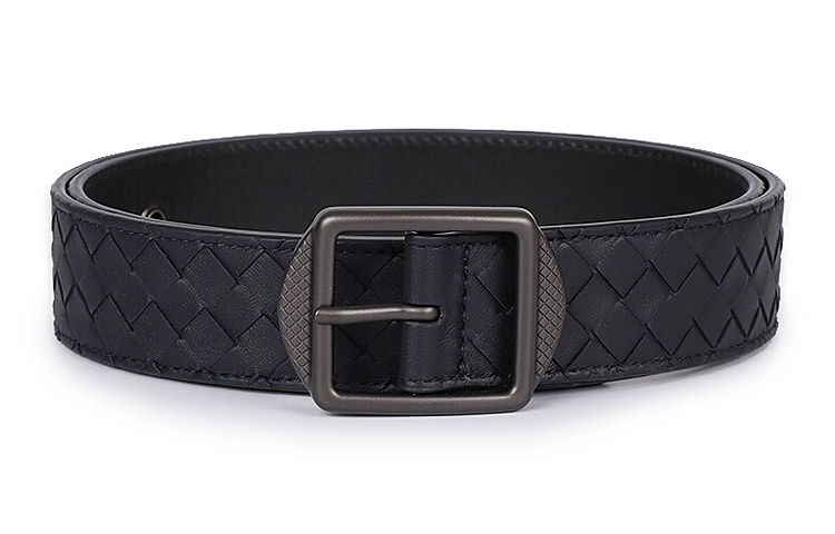 Мужские ремни из кожи ягненка black ширина 3,5 см Bottega Veneta, черный — фото 4