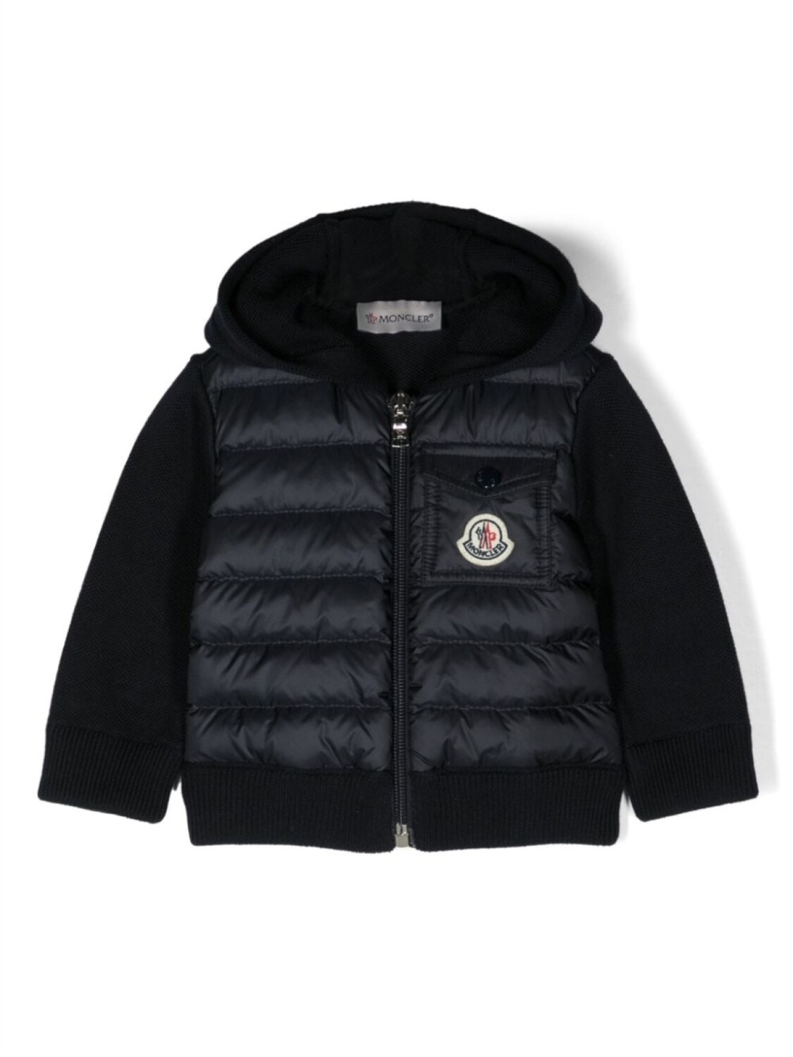 

Moncler Enfant пуховик с капюшоном и нашивкой-логотипом, синий