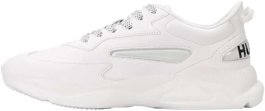 Мужские кроссовки HUGO Leon Runn изготовлены из различных материалов, таких как ткань, имитирующая холст. Размеры, белый — фото 2