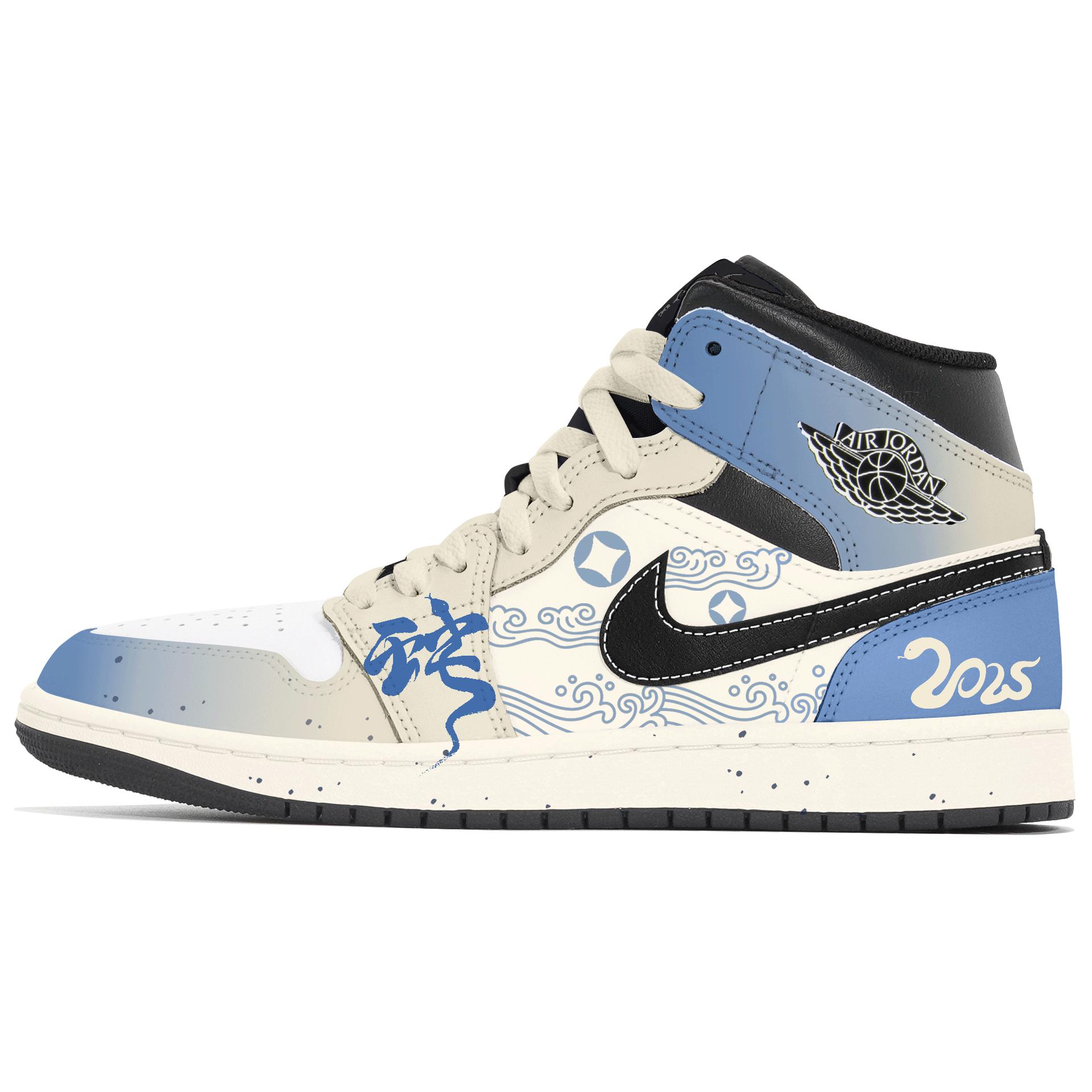 

Jordan Air 1 устойчивые к истиранию мид-топ винтажные баскетбольные кроссовки men's blue