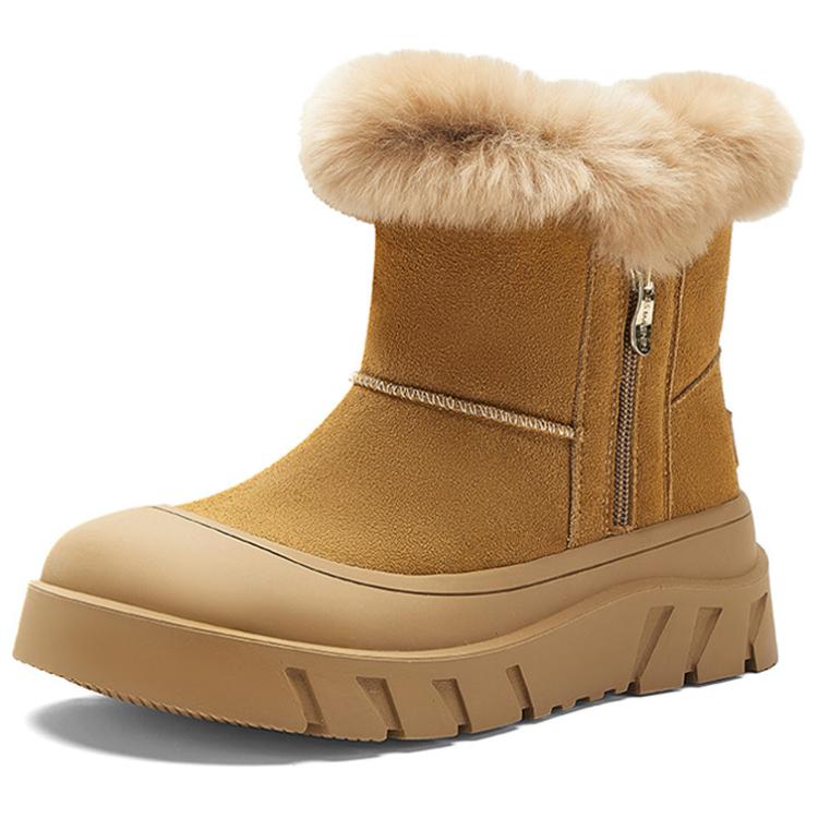 NINE WEST Женские короткие зимние сапоги бежевые с меховой подкладкой, цвет Beige (Fur-Lined) — фото 4